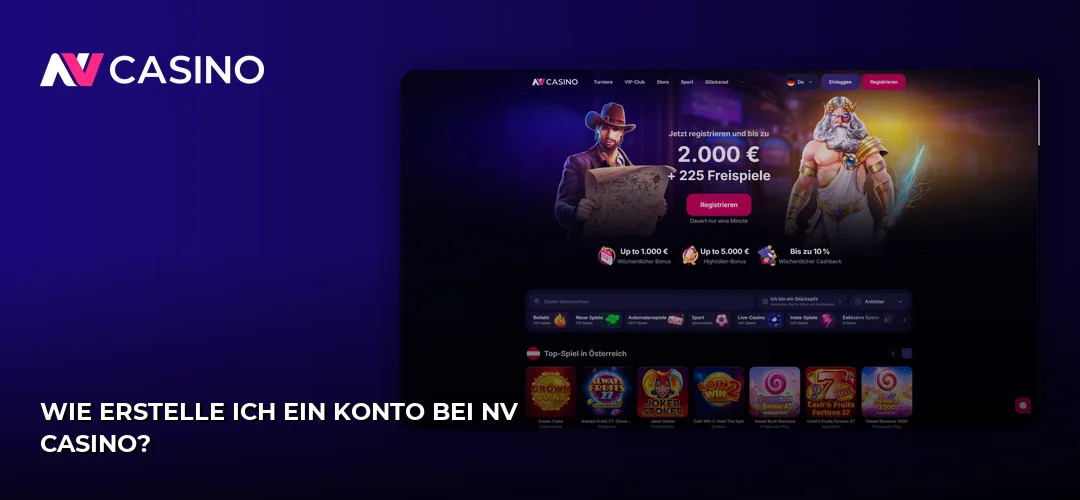 Screenshot der Website von NV Casino