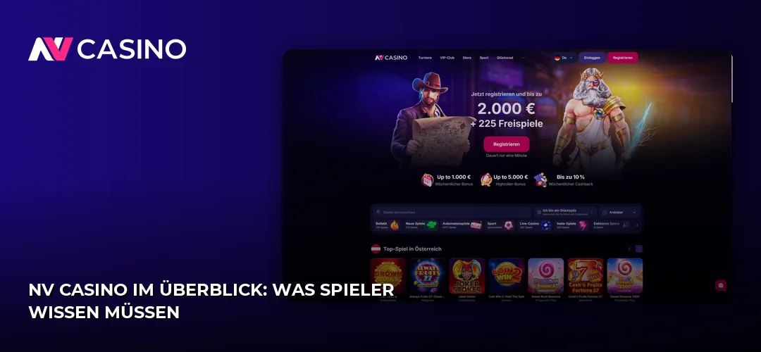 Screenshot der Website von NV Casino