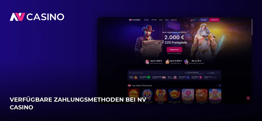 Screenshot der Website von NV Casino